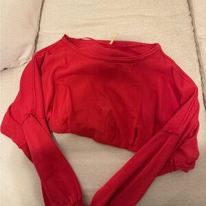 Free People Cropped Red Long Sleeve Top